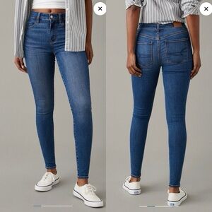 American Eagle Medium Blue Wash Next Level Stretch Skinny 8 Regular